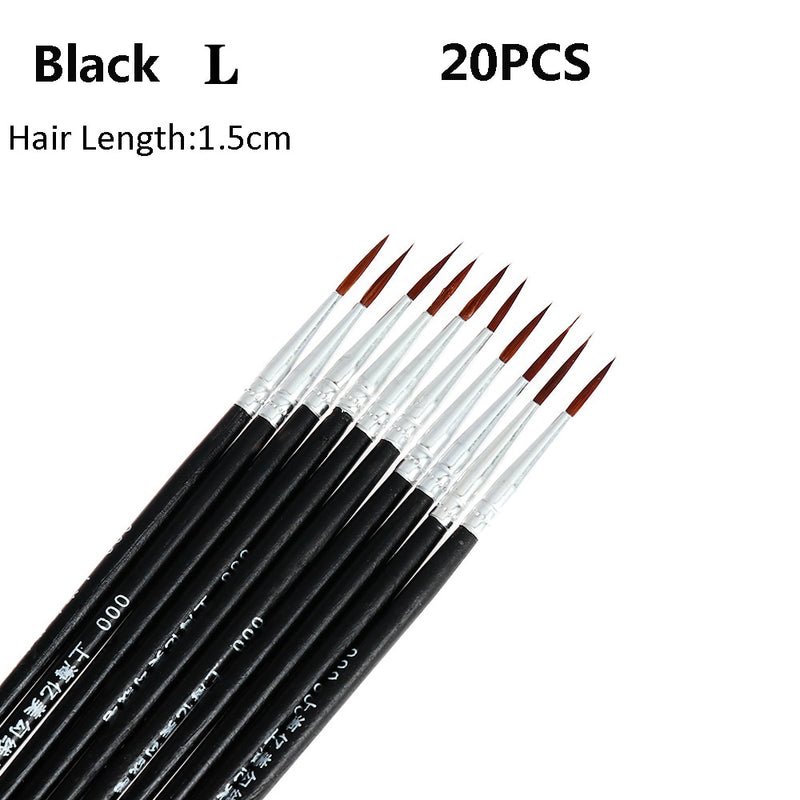 20Pcs Makeup Drawing Pen Nail Art Brush Fine Hand Painted Thin Hook Line Pen Nylon Brush Acrylic Painting Pen Nail Art Supplies