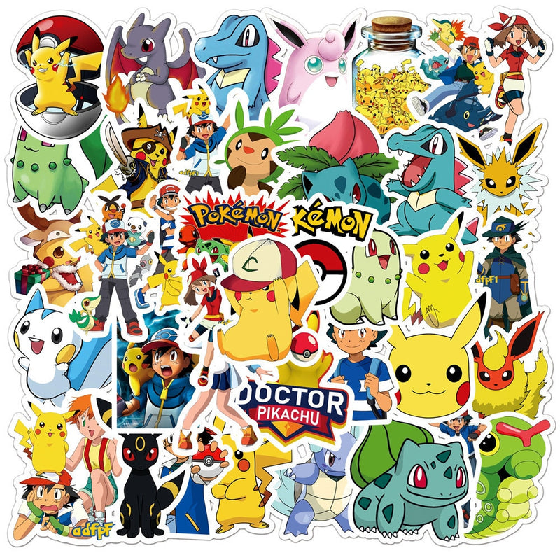 10/50pcs Kawaii Pokemon Anime Stickers Pikachu Stickers Laptop Suitcase Skateboard Guitar Phone Cartoon Stickers Kid Gift Toys