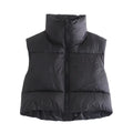 Puffy Vest Women Zip Up Stand Collar Sleeveless Lightweight Padded Cropped Puffer Quilted Vest Winter Warm Coat Jacket 2022 New