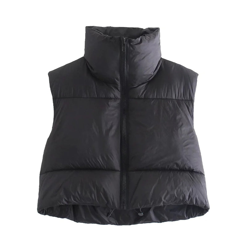 Puffy Vest Women Zip Up Stand Collar Sleeveless Lightweight Padded Cropped Puffer Quilted Vest Winter Warm Coat Jacket 2022 New