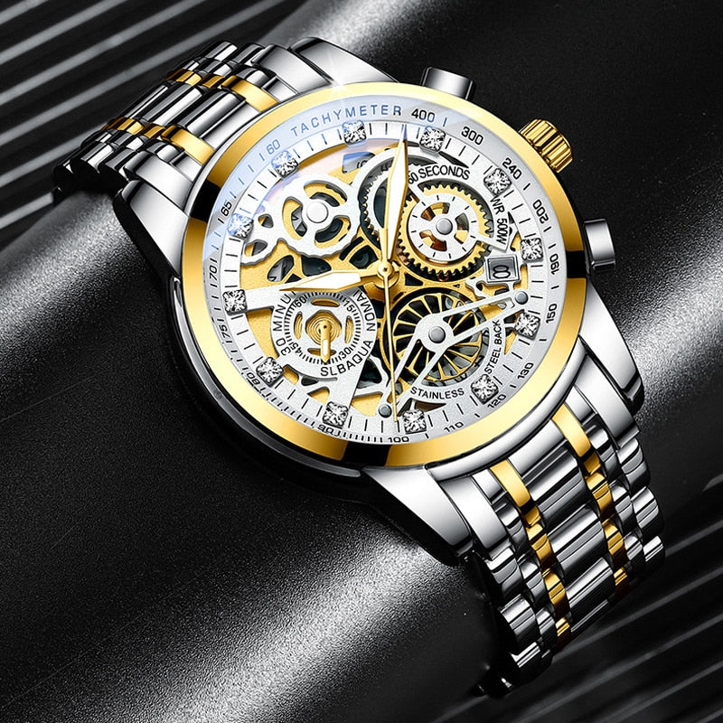 Flywheel Rotating Window Mens Watches Luxury Fashion Luminous Auto Date Men Quartz Watch Waterproof Male Clock relogios Relogio