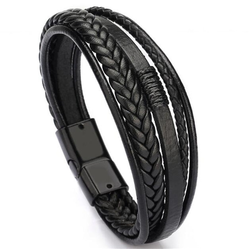 ZOSHI Trendy Genuine Leather Bracelets Mens Multilayer Braided Rope Bracelets Male Female Bracelets Retro Jewelry