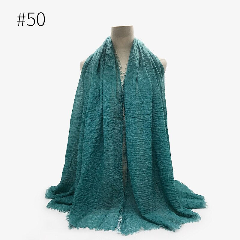 180X95CM Women Classic Muslim Crinkle Hijab Scarf Soft Cotton Head Scarves Turban Shawls Wraps Islamic Headband Femme Musulman