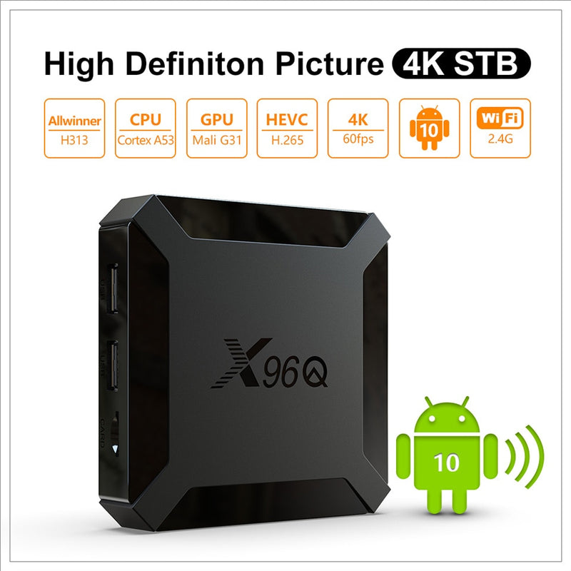 New x96q Android 10.0 tv box x96 q 1G 8G 2G 16G Allwinner H313 smart set top tv box ship from france