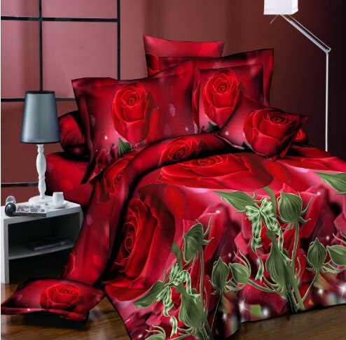 Home textiles cotton Leopard grain rose 3D bedding sets King size 4 Pcs of duvet cover bed sheet pillowcase bedclothes