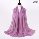 Muslim Bubble Chiffon Hijab Scarf Women Solid Color Soft Long Shawls and Wraps Georgette Head Scarves Ladies Hijabs