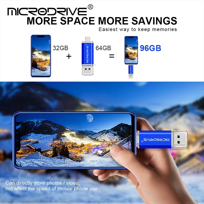 OTG USB Flash Drive Type C Pen Drive 512GB 256GB 128GB 64GB 32GB USB Stick 16gbPendrive for Type-C Device