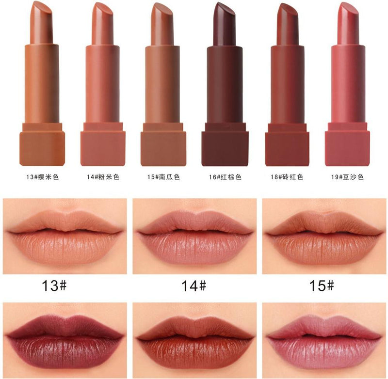 4/6PCS Women Fashion Pumpkin Color Matte Velvet Lipstick Set Moisturizer Sexy Lip Stick Makeup Beauty Cosmetic