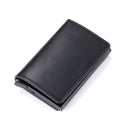 Men Smart Wallet Rfid Safe Anti-theft Holder Women Small Purse Bank ID Cardholder Metal Thin Case Black PU Leather Card Clip Bag