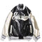 American retro letter embroidery leather jackets coats women&