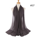Muslim Bubble Chiffon Hijab Scarf Women Solid Color Soft Long Shawls and Wraps Georgette Head Scarves Ladies Hijabs