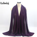 Muslim 2021 New Chiffon Hijab Scarf Women Solid Color Soft Long Shawls and Wraps Islamic Head Scarves Fashion turbante mujer
