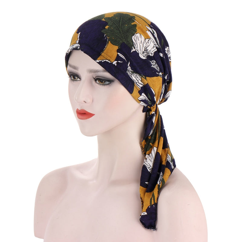 2021 New Elastic Fashion Turban Hat Solid Color Women Warm Winter Headscarf Bonnet Inner Hijabs Cap Muslim Hijab femme Wrap Head