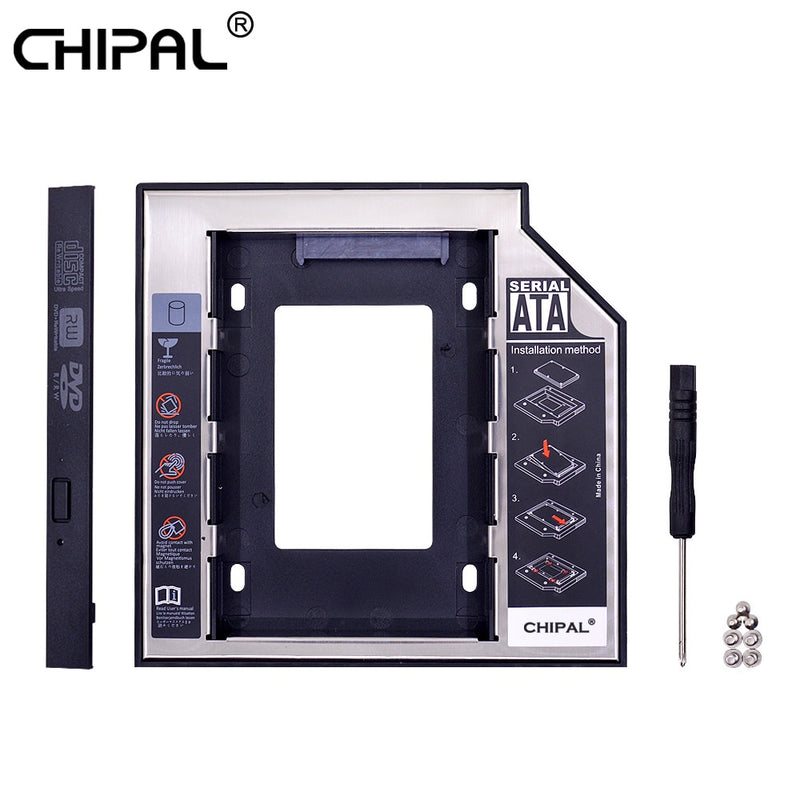 CHIPAL 2nd HDD Caddy 12.7mm 9.5mm SATA 3.0 2.5&#39;&#39; HD Hard Disk Drive Enclosure SSD Case Box For Laptop CD-ROM DVD-ROM Optical Bay