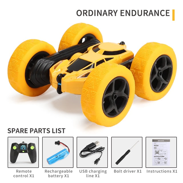 Roclub 4WD RC Car 2.4G Radio Remote Control Car 1:24 Double Side RC Stunt Cars 360° Reversal Vehicle Model Toys For Children Boy