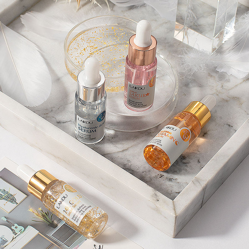 LAIKOU Serum Japan Sakura Essence Anti-Aging Hyaluronic Acid Pure 24K Gold Whitening Vitamin C Anti Wrinkle Face Serum Care Skin