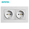 SRAN eu 2gang Power socket,16A electrical plug grounded Hide LED indicator,double Socket with USB, 146*86mm pc panel wall socket