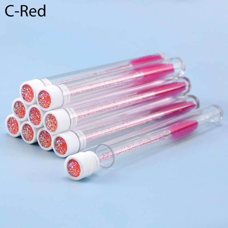 10pcs Pink Eyelashes Brushes Reusable Eyebrow Brush for Eyelash Extension Crystal Eyelash Brush Mascara Tube Make Up Hot Sales