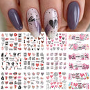 12 Designs Nail Stickers Set Mixed Floral Geometric Nail Art Water Transfer Decals Sliders Flower Leaves Manicures Decoration
