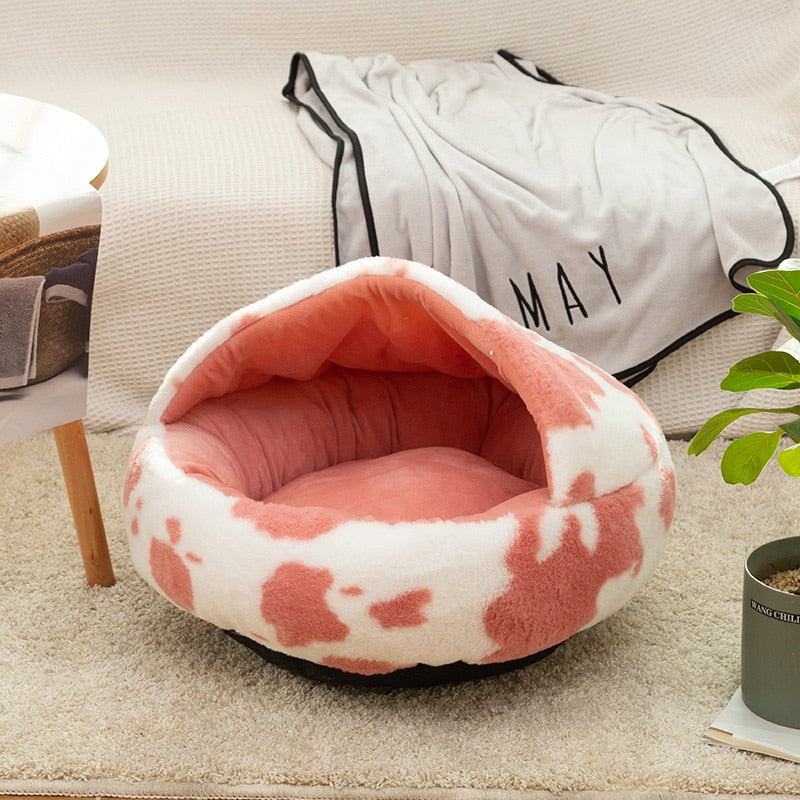 Winter Long Plush Pet Cat Bed Round Cat Cushion Cat House 2 In 1 Warm Cat Basket Cat Sleep Bag Cat Nest Kennel For Small Dog Cat