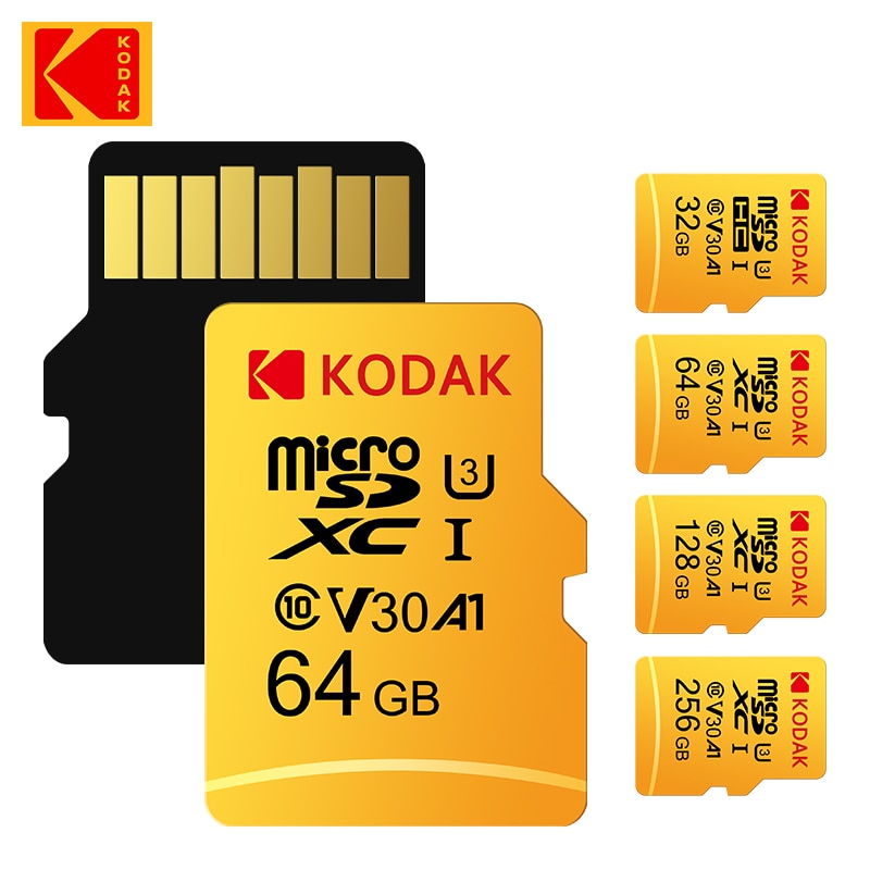 Original Kodak Micro SD Card 128GB Class10 Memory Card 64GB Microsd Flash Drive Card 256GB 32GB V30 U3 cartao de memoria