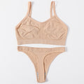 Sexy Women Bra Set Seamless Bra and Pantys Set Sexy Lingerie Set Rib Crop Top Female Brassiere Low Wasit Thong Fitness Underwear