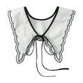 Royal Style Cotton Fake Collar Shawl Wrap Hollow Out Floral Lace Ruffled Trim Necklace Pointed Triangle Lapel Blouse