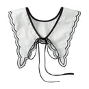 Royal Style Cotton Fake Collar Shawl Wrap Hollow Out Floral Lace Ruffled Trim Necklace Pointed Triangle Lapel Blouse