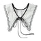 Royal Style Cotton Fake Collar Shawl Wrap Hollow Out Floral Lace Ruffled Trim Necklace Pointed Triangle Lapel Blouse