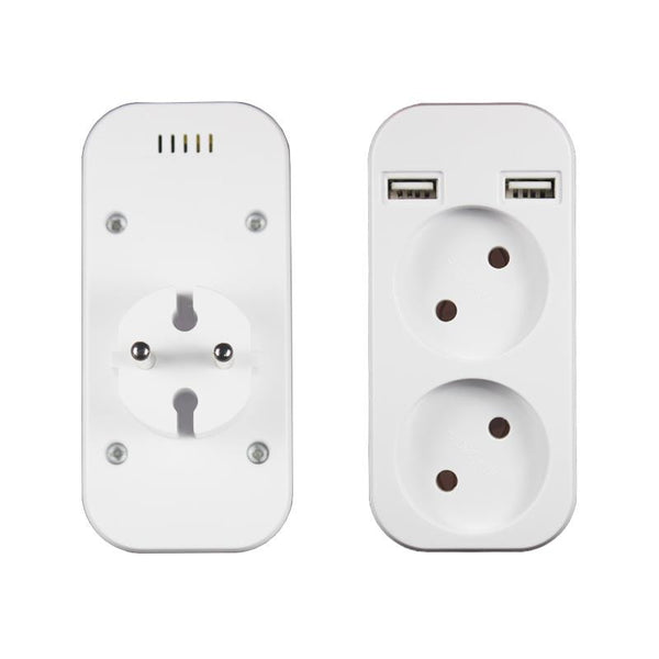European style dual socket with dual USB 5V 2A output, plug adapter, free shipping