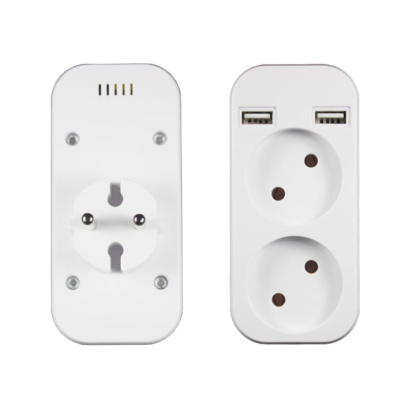 European style dual socket with dual USB 5V 2A output, plug adapter, free shipping