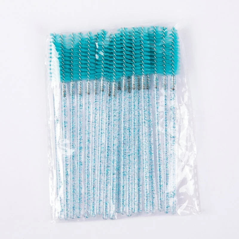 50/5Pcs Eyelash Extension Disposable Makeup Eyebrow Brush Mascara Stick Applicator Eyelashes Crystal Eyelash Brush Tool