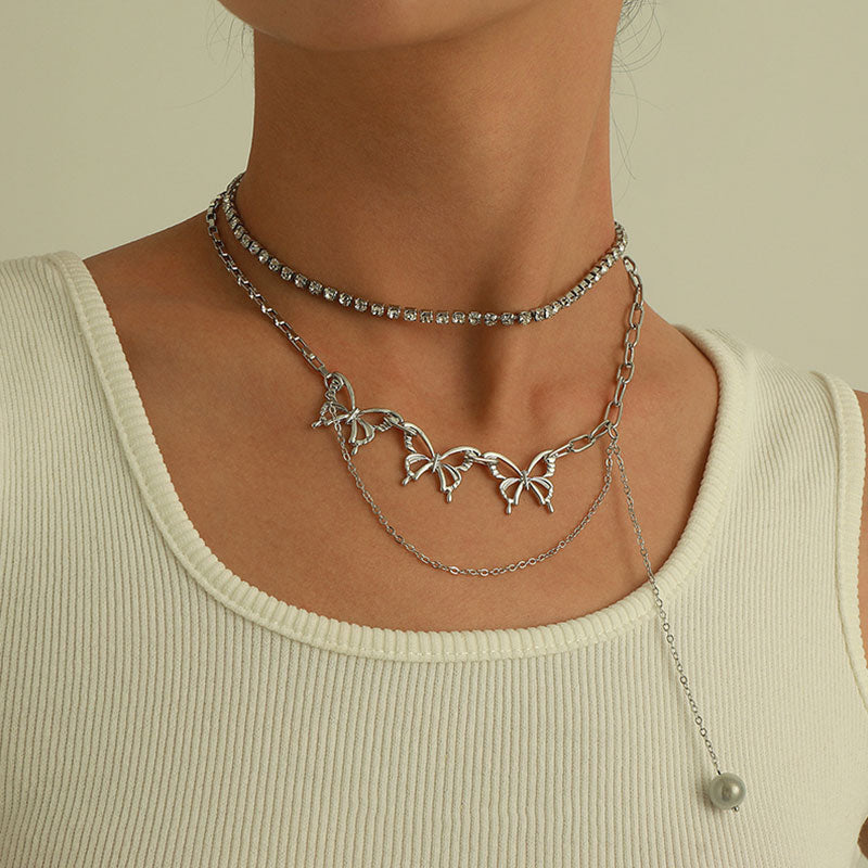 Gothic Butterfly Pendant Necklace for Women Choker Aesthetic Grunge Chain accessories IGIRL Indie Collar Jewelry Friends Gift