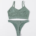 Sexy Women Bra Set Seamless Bra and Pantys Set Sexy Lingerie Set Rib Crop Top Female Brassiere Low Wasit Thong Fitness Underwear