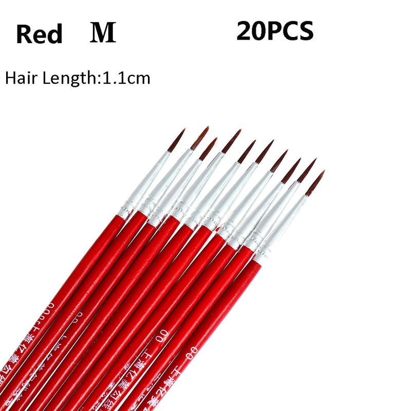 20Pcs Makeup Drawing Pen Nail Art Brush Fine Hand Painted Thin Hook Line Pen Nylon Brush Acrylic Painting Pen Nail Art Supplies