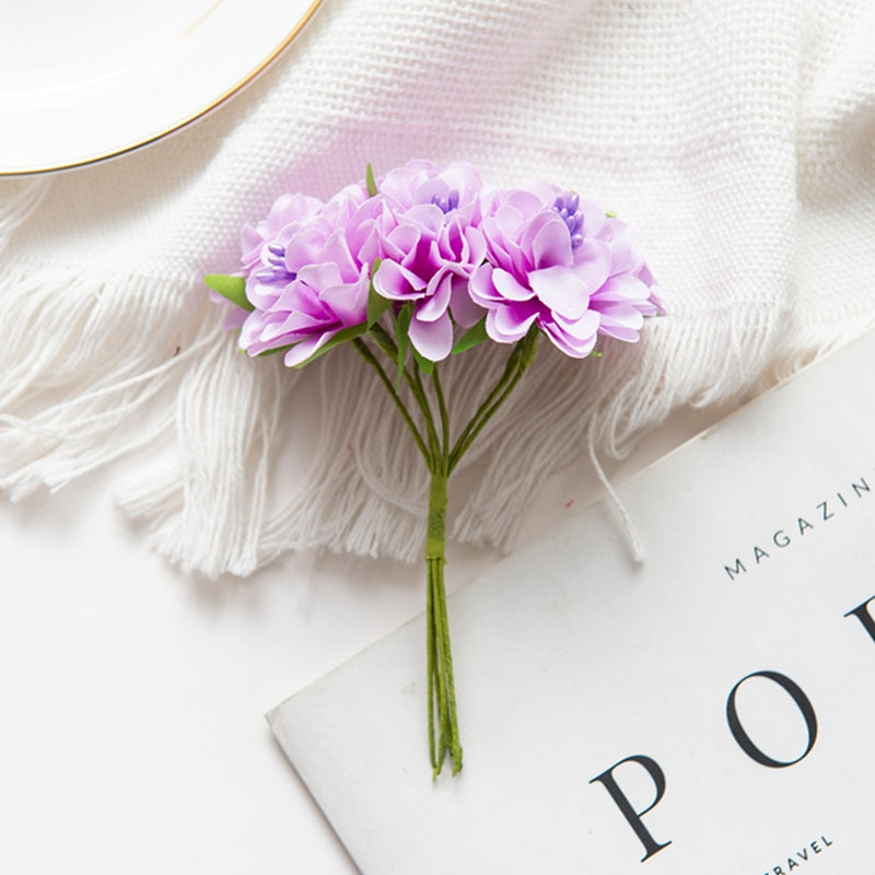 60PCS Artificial Flowers Mini Bouquet Stamen Wedding Party Christmas Decorations for Home DIY Handmade Wreaths Craft Fake Plants