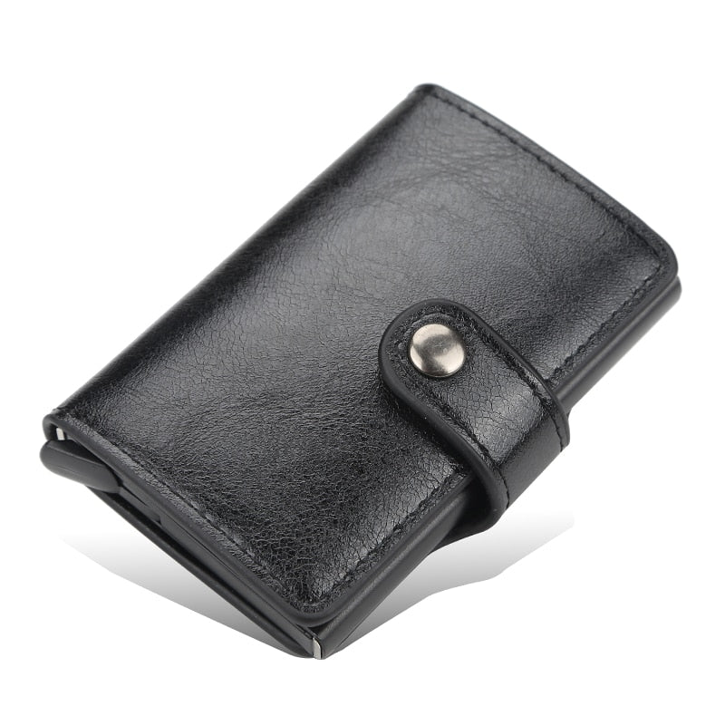 New Men women smart wallet Credit Bank card holder fashion purse Aluminum alloy Business Casual Mini wallet Brand PU Purse