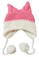 BomHCS Cute Fox Ears Beanie Winter Warm 100% Handmade Knit Hat