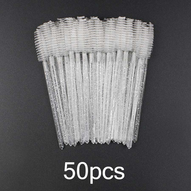 Disposable Eyelash Brush 25/50 Pcs Crystal Eye Brush Diamond Handle Mini Mascara Wands Brush Eyelash Extension Makeup Brush Set