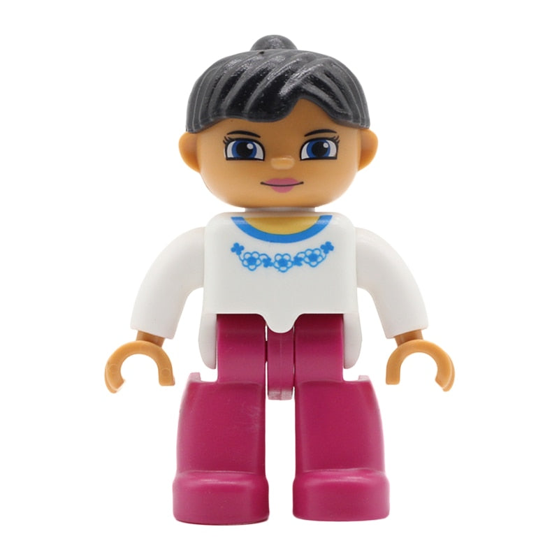 Big Size Action Figures City Princess Policemen Family Building Block Doll Character Accessory Toys Assembly Children Kids Gift