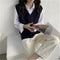 Fashion Autumn Winter Sleeveless Sweaters Vest Women V-neck Solid Simple Slim All-match Casual Korean Style Teens Sweater Tops