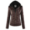 Gothic Faux Leather Jacket Women 2019 Hoodies Winter Autumn Motorcycle Jacket Black Outerwear Faux Leather PU Basic Jacket Coat