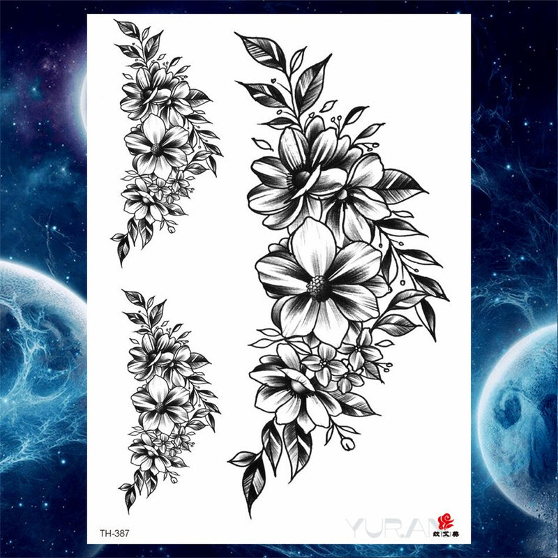 Girls Bracelet Chains Rose Tattoo Stickers Butterfly Body Arm Totem Tattoos Temporary Women Wrist Sexy Black Fake Tatoos