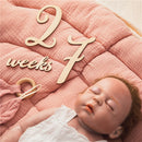 19pcs Wooden Baby Milestone Card For Newborn Baby Photography Engraved Age Milestone Wood Card Month Sticker Newborn Gifts