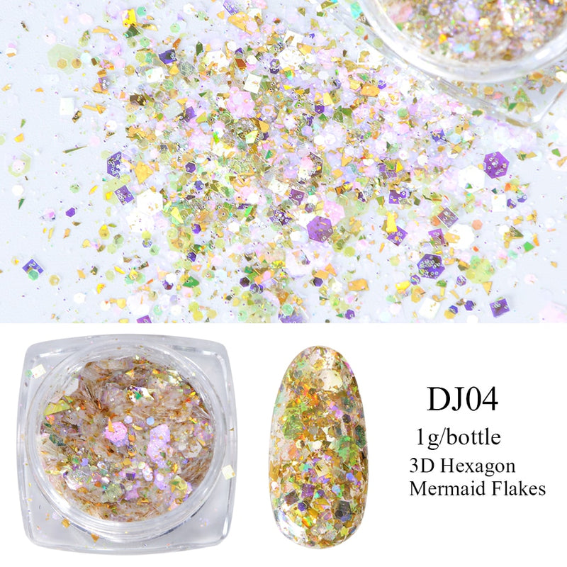 Crystal Fire Opal Flakes Nail Sequins Purple Holographic Glitter DIY Chrome Powder for Spring Nails Manicure Paillettes GL1857
