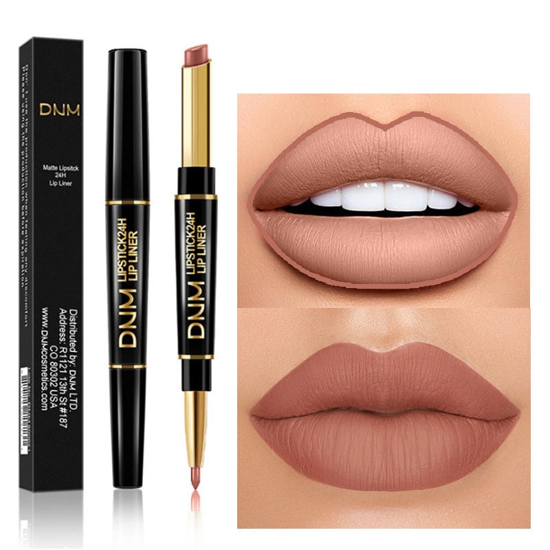 2 IN 1  Lip Liner Waterproof Matte Lipstick Pencil Contour Tint Sexy Red Matte Long Lasting Moisturizer Lipliner Cosmetics TSLM1
