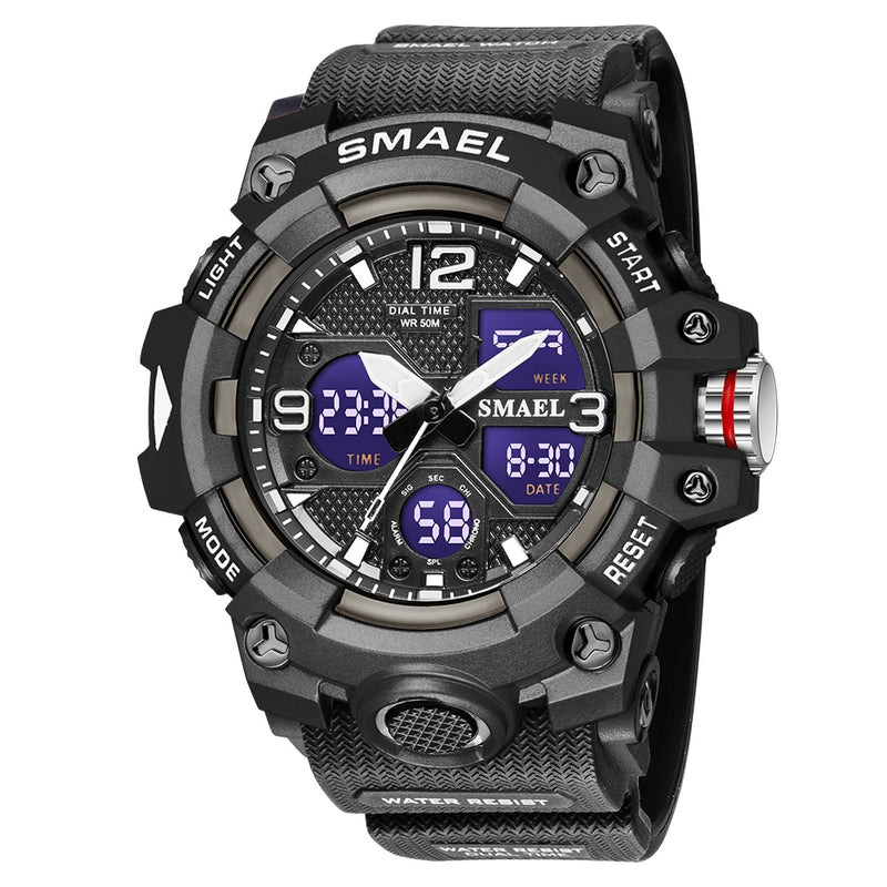 Sport Watch Military Watch For Men Alarm Clock Stopwatch LED Digital Back Light Dual Time Display 8008 Men&