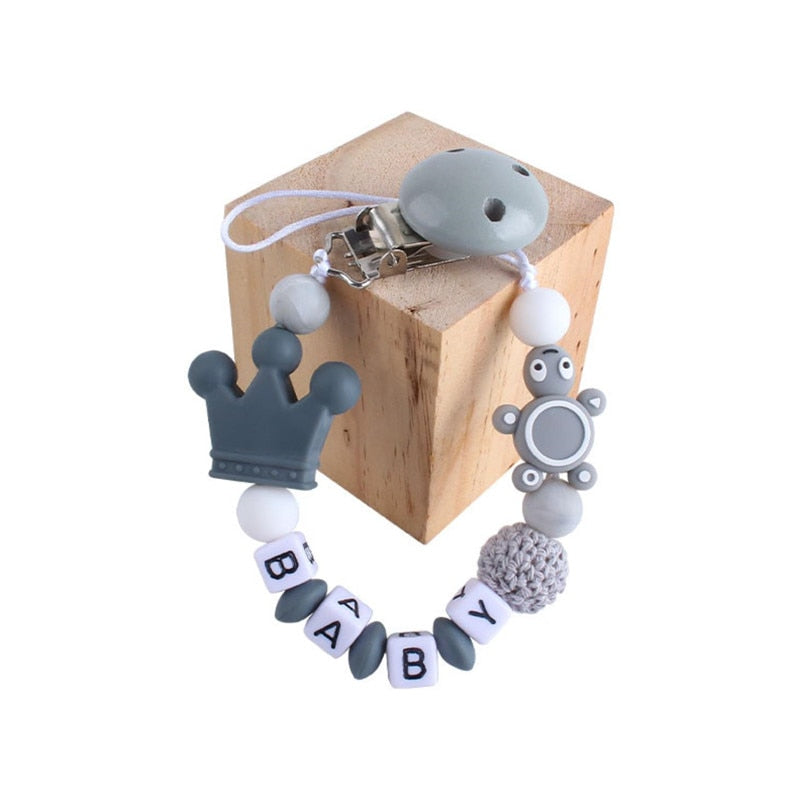 Personalized Name Baby Pacifier Clips Koala Pacifier Chain Holder for Baby Teething Soother Chew Toy Dummy Clips