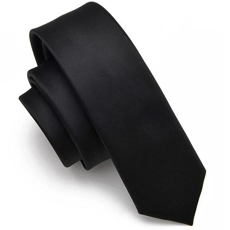 Black Simple Clip on Tie Security Tie Doorman Steward Matte Black Funeral Tie for Men Women Students