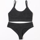 Seamless Women Bra Briefs Set Push Up Bra Crop Top High Waist Panties Sexy Lingerie Set Low Back Bralette Fitness Underwear Set